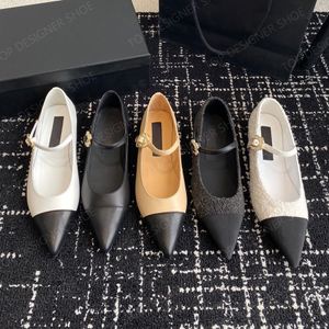 Luxury Dress Shoes Women's Designer Dress Shoes Mary Jane Flat Shoes Pointed Boat Shoes Fashion belt buckle Wool Dinner Wedding Bridesmaid shoes 35-41 with box
