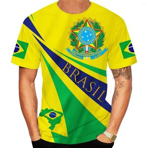 ブラジルTシャツのメンズTシャツ100周年s夏oネックプルオーバーショートオーバーファッションクールな服ブラジルフラグ