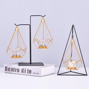 Castiçais Suporte de estilo criativo multifuncional ornamentos para decoração de casa Vidro dourado à luz de velas Adereços para jantar