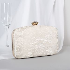 Evening Bags Female Bag Lace Clutch Purse Handbags Luxury Designer Metal Rose Button Shoulder Chain Bride Wallet 230727