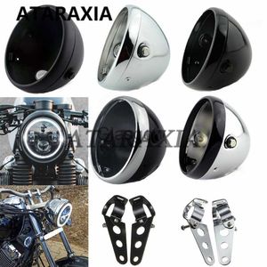 Motorcycle Lighting 7 inch LED Motorcycle Headlight Cover Side Mount Round Bike Headlight Housing Mount Cover Headlamp Head Light Shell Lighthouse x0728