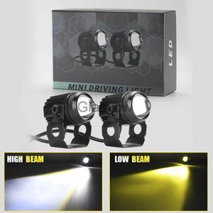 Motorcykelbelysning 60W Motorcykel LED Spotlight strålkastare Fog Dual Color LED -lins Hilow Beam Driving Lights Auxiliary Light 930V X0728