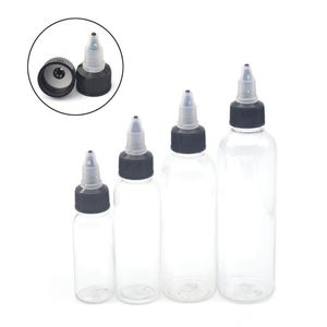 50Pcs 30ml 60ml 100ml 120ml Plastic Empty Tattoo Ink Bottle Top Black Cap Transparent Clear Bottle Tattooing Accessories T20248T