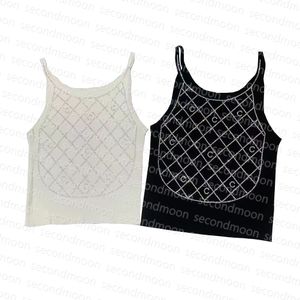 Rhinestone Letter Knits Top Women Summer Tank Tops ärmlös snabb torkväst designer stickade toppar