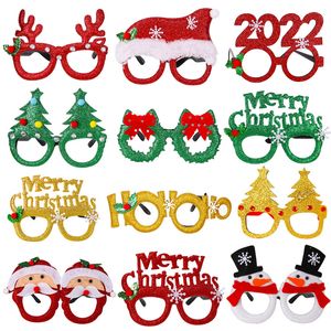 Molduras de óculos de Natal Papai Noel boneco de neve decorações de festa presente