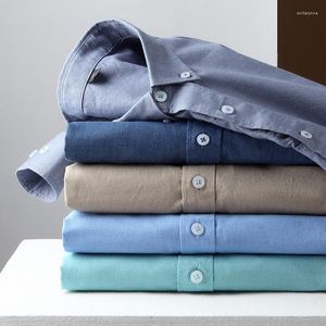 Men's Dress Shirts 2023 Cotton Long Sleeve Shirt For Commute Light Luxury Outer Wear Solid Color Loose Fit Men