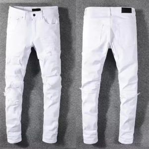 Luksusowy projektant dżinsów słynne Dasual Design Slim-Let White Hafloidery Snake Motorcycle Summer Spodni Pencil Pantize 29-40258I