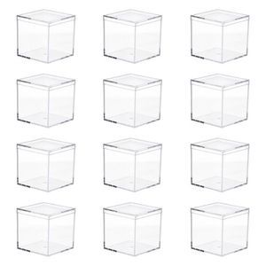 Presentförpackning 12st Transparent akrylbox Square Storage Container för rumsorganisation277q