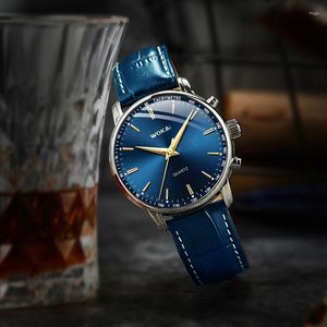 Zegarek na rękę niską cenę promocja wokai zegarek mężczyznom niebieskie zegarki zwykłe skórzane opaski kwarcowe prezenty renogios masculinos 2023