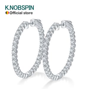 Hoop Huggie Knobspin D VVS1 Серьги для женщин, вызванных бриллиантами с оригинальным S925 STERLING Silver Plated 18K Sergring 230727