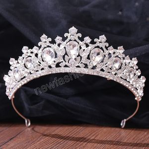 Luxury Silver Color Crystal Bridal Queen Tiara Crown Bride Wedding Birthday Party Hair Jewelry Accessories