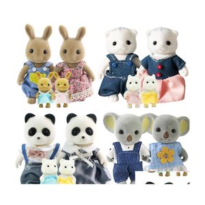 Doll House Accessories 1 12 Forest Animal Family Mini Rabbit Bear Panda Girl Play Setforest Villa Furniture Set Toys Drop Delivery G Otkif
