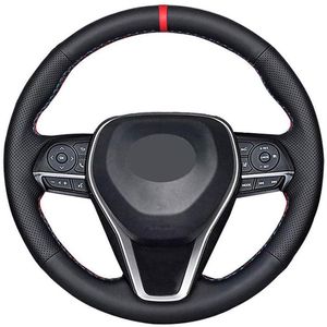 Coprivolante cucito fai da te per Toyota Camry 2018-21 Corolla 2020-21 RAV4 Avalon 2019-21 Accessori interni in pelle nera2090