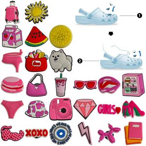 Shoe Parts Accessories Pattern Charm For Clog Jibbitz Bubble Slides Sandals Pvc Decorations Christmas Birthday Gift Party Favors Pink Otcxn