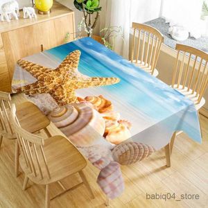 Table Cloth Sea Shells Beach Waterproof Tablecloth Holiday Party Decorations Rectangular Table Cover for Kitchen Dining Room Table Decor R230819