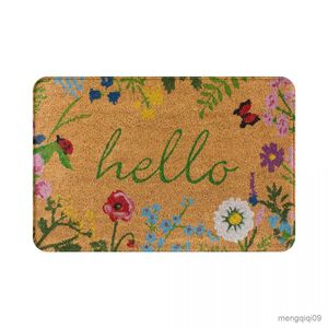 Carpets Hello Lettter Doormat Bathroom Printed Polyeste Carpet Kitchen Home Hallway Decoration Floor Rug Door Mat Bath Mat R230728