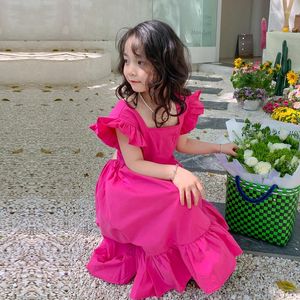 Sukienki dla dziewczynek ubrania ubrania letnie łuk kantar słodki wolny księżniczka 2-7 lat starej mody koreańskiej wersji ubrania dla dzieci