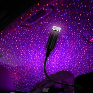 Pacote com 100 luzes de projeção de telhado de carro USB portátil Star Night Lights LED ajustável Galaxy Atmosphere Lighting Projetor de interiores Lam281c