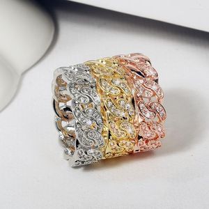 Alianças de casamento de alta qualidade ouro rosa cor de prata grosso elo de corrente trançado geométrico para mulheres vintage