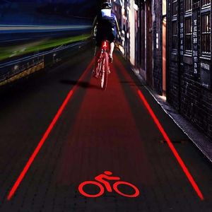 5 LED 2 Feixes Laser LED Luz Laser Bicicleta Luz Traseira Bicicleta Feixe de Luz Traseira Sinalizadores de Volta de Segurança Luzes LED para Acessórios de Bicicleta253r