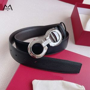 Cinture firmate da uomo in vera pelle con motivo Lychee cintura classica da lavoro di moda larghezza 3,5 cm fibbia liscia di alta qualità con scatola all'ingrosso