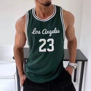 Erkek yelek yaz spor salonları örgü tank üstleri fitness workou joggers kolsuz tişört erkek basketbol antrenmanı moda No. 23 Vest Sporları 230727