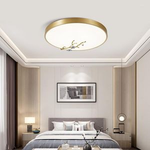 Plafoniere Camera da letto in rame in stile cinese Led rotondo scrivania da salotto moderna e minimalista