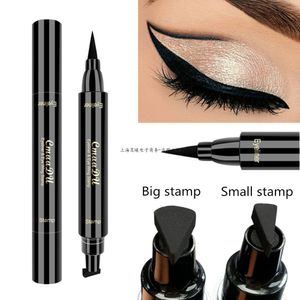 Ögon Shadowliner-kombination 1 datorer Double-End Liquid Eyeliner Big Small Eyeliner Stamp Vattentät långvarig Black Eye Liner Pench Women Eye Makeup Pen 230728