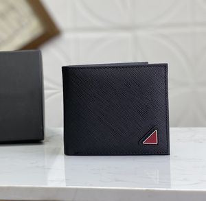 Herren-Designer-Geldbörsen, Luxus-Triangel-Marken-Geldbörsen, hochwertige, berühmte Stylist-Kartenhalter, Mode, silberne Metallbuchstaben, männliche kurze Clutch mit Box-Staubbeutel