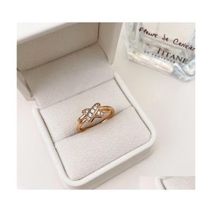 Cluster Rings Designer Ring For Women Classic Brand Fashion Trendy Rose Gold Diamond Couple Engagement Letter Holiday Gift Jewelry P Otjme