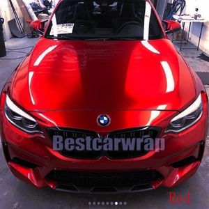 Red Gloss Candy Metallic Vinyl WRAP Envoltório de carro inteiro Cobertura com bolha de ar Cola de baixa aderência inicial Qualidade 3M 1 Rolo de 52x20m 52777