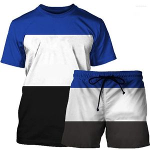 Herrspårspår sportkläder 2-stycken kortärmad t-shirt topp shorts kostym streetwear mens casual kostymer sport manlig spårdräkt homme
