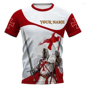 Camisetas Masculinas Última Moda Retro Knights Templar 3D Printed T-shirt Summer Casual Streetwear Casal Manga Curta Top Solto