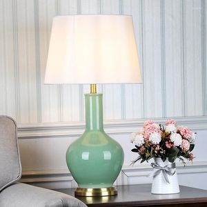 Table Lamps SAROK Modern Light Copper Ceramic Luxury LED Decorative Desk Lamp For Living Room Bedroom Library Study Office