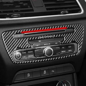 Araç iç kalıplama karbon fiber otomatik çıkartma CD Merkezi kontrol paneli kapak Audi Q3 2013-2018 Accessories209b için Trim Şeritler