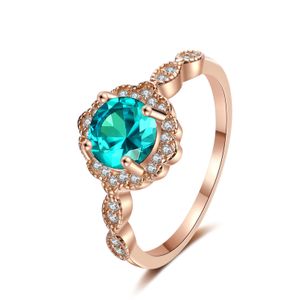 2023 New S925 Sterling Silver European and American Fashion Emerald Zircon Ring Rose Gold Set Diamond Proposal Women's Ring