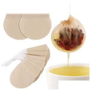 Coffee Tea Tools 100 Pcs/Pack Round Filter Bags Tool Natural Unbleached Paper Infuser Disposable Empty Sachets Soup Package Drop Del Otree