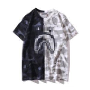 A Bathing Ape Shirt Chaopai Estate a maniche corte Skull Head Dark Camouflage Patchwork Casual da uomo girocollo Bathing Ape T-shirt