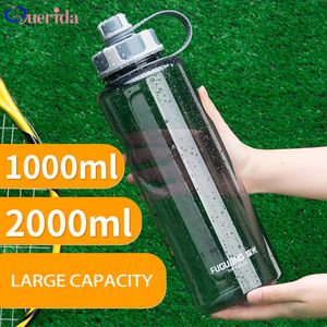 Su Şişeleri 2000ml Büyük Kapasiteli Taşınabilir Açık Mekan Plastik Spor Şişesi Çay Infuser Fitness Sızıntı geçirmez Shaker 230727