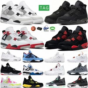 Thunder 4s J4 Black Cat 4 Scarpe da basket Rosso Cemento Craft Medio Oliva Pino Verde Militare Voltaggio Ciliegia Blu reale profondo