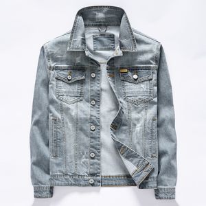 Designer Men's Motorcycle Denim Jacket Stilig mångsidig ungdomsrockstopp