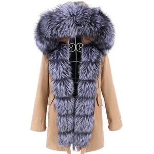 Women's Fur Faux Fur Maomaokong Winter Women's Jacket 2023 Female Natural Real Fur Coat Fur Collar Jacket Long Parka Inner Fur Clothing HKD230727