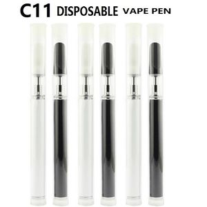 Cigarro de Vape Recarregável e 280mAh Bateria de 280mAh 0,3 ml 0,5 ml de bobina de cerâmica vazia Cartuchos grossos de óleo de tanque Vaporizador de tanque Dispositivo de pods descartáveis