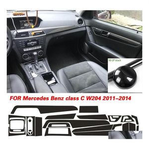 Adesivos de carro para Benz C Classe W204 20112014 Painel de controle central interior maçaneta da porta 3D 5D decalques de fibra de carbono estilo gota Deli203V