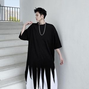 Camisetas masculinas de manga curta verão bainha irregular tridimensional alfaiataria moderno casual tamanho grande metade