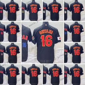 Shohei Ohtani 16 Japan Samurai Baseball Jersey 2023 Puchar Świata Czarna koszulka Mężczyzn rozmiar S-XXXL