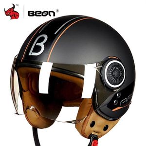Beon Motorcycle Helmet Chopper 3 4オープンフェイスヴィンテージモトヘルメットモトカスコカスコメンズ女性スクーターバイク2212