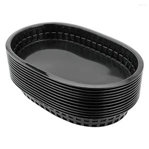 Dinnerware Sets 12 Pcs Dessert Trays Plastic Basket Serving Round Snack Burger Fries Veggie Fruit Bread French Hamburger