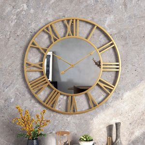 Wall Clocks Round Iron Mirror Clock European Silent Living Room Modern Design Decoration