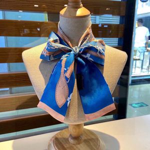 Echarpe de seda de grife, lenço de bolsa de moda feminina, lenço de cabeça, 3 cores, tamanho 9x115 cm, lenço de grife
